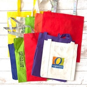 Colorful Reusable Tote Bags Grocery Shopping Bag Set of 10 Rainbow Colors